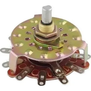 Přepínač otočný RBS-3, 1pólový, 12poloh, 250V/5A, hřídel 6mm