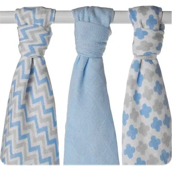 Plena Xkko Bambusové pleny BMB 70x70 Scandinavian Baby Blue MIX 3ks