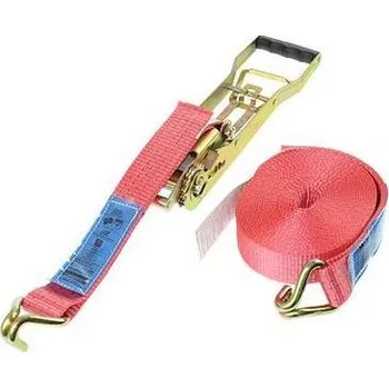 Upínací popruh Upínací popruh-kurta 10m s háky a ráčnou, pevnost 5000kg, červená