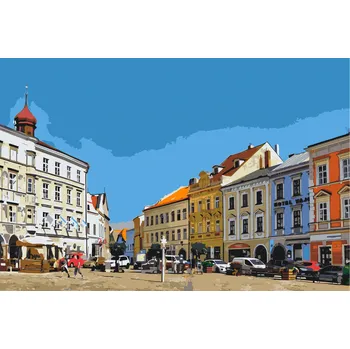 Malování podle čísel - Jindřichův Hradec 2 Velikost: 40x60cm, Rámování: Pouze srolované plátno