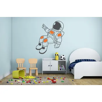 Samolepící dekorace Lepy.cz Samolepka na zeď Vesmír - Astronaut Velikost (šířka x výška): 35x55cm, Kombinace barev sety: Světle šedivá + matová zelená