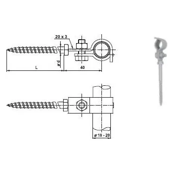 Hromosvod TREMIS V934 / DJDbp Cu ( měď ) držák jímače a trubky do dřeva
