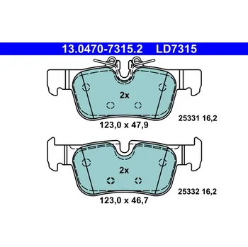 Brzdová destička Sada brzdových destiček, kotoučová brzda ATE 13.0470-7315.2