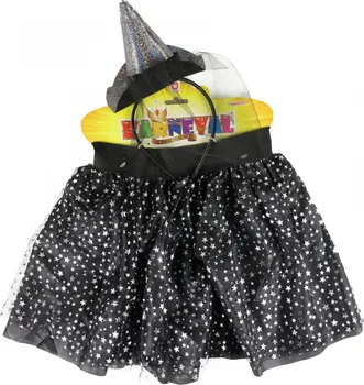 Karnevalový kostým Rappa Set Čarodějnice tutu sukně s čelenkou černá/hvězdy uni