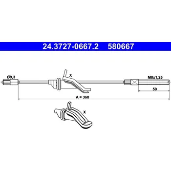 Lanko parkovací brzdy Tažné lanko, parkovací brzda ATE 24.3727-0667.2