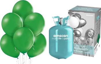 Helium do balónku Amscan Helium 22 l + balónky 50 ks zelené