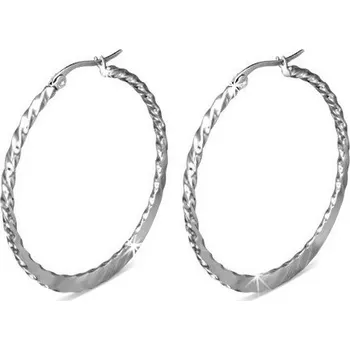 Náušnice Kroucené kruhy 45 mm - ocelové náušnice se spodním plochým přechodem