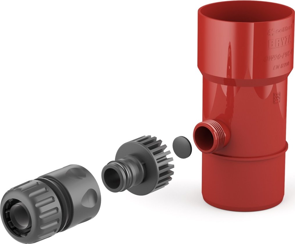 BRYZA Sběrač dešťové vody Ø 110 mm se závitem 1", Červená RAL 3011