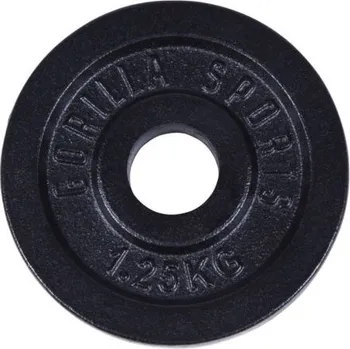 Gorilla Sports Litinový zátěžový kotouč, černá, 1,25 kg