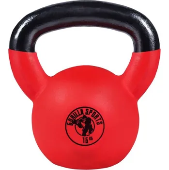 Gorilla Sports kettlebell činka, pogumovaný povrch, 16 kg