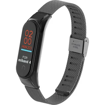 Řemínek na hodinky DEVEROUX OCELOVÝ MILÁNSKÝ ŘEMÍNEK PRO MIBAND 3/4, EASY CLICK - ČERNÝ Barva - černá
