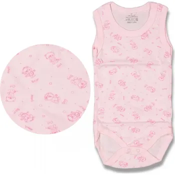 Kojenecké body bez rukávů růžové Zvířátka 74