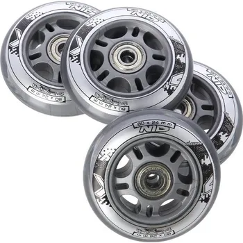 Kolečko k in-line bruslím Nils Extreme Náhradní kolečka 80 x 24 mm čirá 4 ks