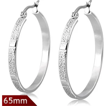 Náušnice 65mm - Kruhové náušnice s hrubým obdelníkovým motivem