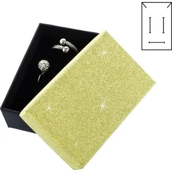 Dárková krabička Černá krabička s žlutým třpytivým víčkem a černým polstrováním