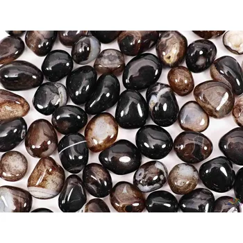 Drahý kámen Magieprirody.cz Tromlovaný kámen Achát černý M velikost 20 - 30 mm - Brazílie #548 Množství: 1ks