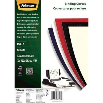Kancelář FELLOWES Desky do kroužkové vazby “Delta”, zelená, A4, 250 g, matné, 100 ks, FELLOWES 5381901 ,balení 100 ks 355863