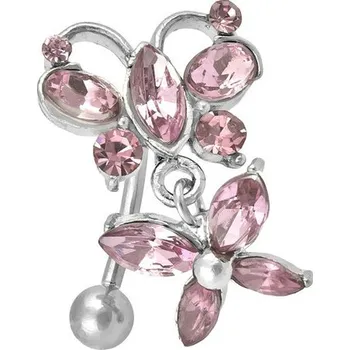 Piercing Ocelový piercing, Barva zirkonu: Růžová