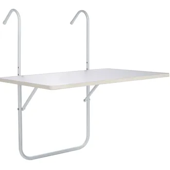 Balkonový stolek závěsný skládací 60 x 40 x 1,2 cm bílý Zahradní stůl Balkonový stolek závěsný skládací 60 x 40 x 1,2 cm bílý