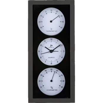 Barometr Nástěnné-stolní hodiny s teploměrem a vlhkoměrem JA7071BN Lowell 26cm