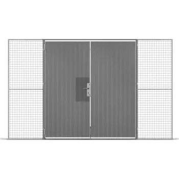 Plot Dveře z ocelového plechu, dvoukřídlé s klikou (cylindrický zámek), vxš: 2200x2000 mm, barva šedá