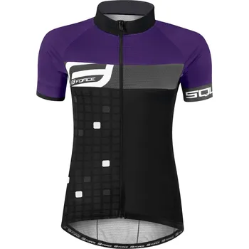 cyklistický dres FORCE dres F SQUARE dámský kr. rukáv,černo-fialový M