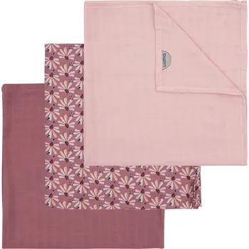 Zavinovačka LUMA Mušelínová plenka Luma z bambusu 70x70 cm 3ks Flowerfever" "Barva:růžové|Druh:multifunkční plenka|Materiál:70% bambus 30% bavlna|Rozměry:70 x 70 cm|Vzor:Flowerfever|