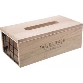 Zásobník na papírové ručníky Box na papírové kapesníky dřevo/kov 24x9x13 cm