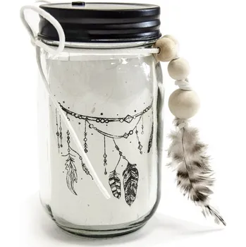 Svícen Svícen sklo LED lapač snů 8x8x13,5 cm