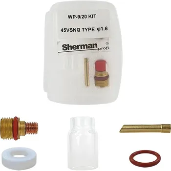 Příslušenství ke svářečce Sada spotřebních dílů TIG PYREX | SR9/20 | 45VSNQ | 19,5x10x32,5mm 1,6 mm
