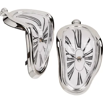 Hodiny Rozteklé hodiny 11,5 x 18 cm stříbrné/bílé