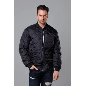 Černá prošívaná pánská bunda typu "bomber" (MY01-1) odstíny černé XL