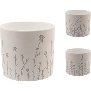 Květináč Květináč ker. stonky bílý 14x14x12 cm 3ASS