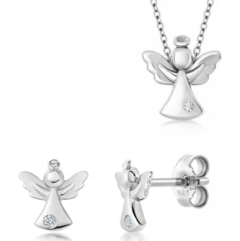 Souprava šperků SOFIA stříbrný set náušnice, přívěsek a řetízek AUSFSB1ZZ0P-ZY+AUALMA2ZZ0P-ZY