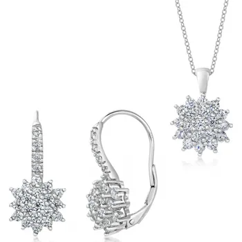Souprava šperků SOFIA stříbrný set náušnice, přívěsek a řetízek COEZB39849+COPZB08371