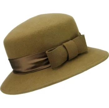 Klobouk Hnědý plstěný klobouk s rovnou střechou (Dámský klobouk vlněný SOP3)