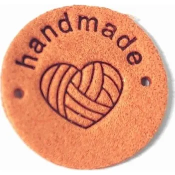 Nášivka Nášivka, Handmade se srdíčkem, hnědá, 25 mm, 1 kus