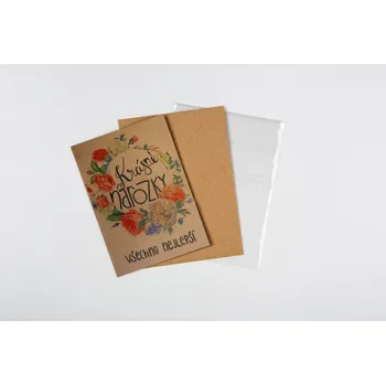 Přání + obálka ,,KRÁSNÉ NAROZKY,, 11x15 cm