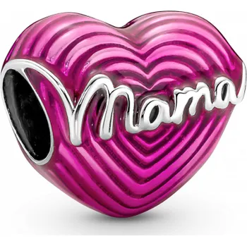 Dětské navlékací korálky PANDORA korálek růžové srdce s textem Maminka 791505C01