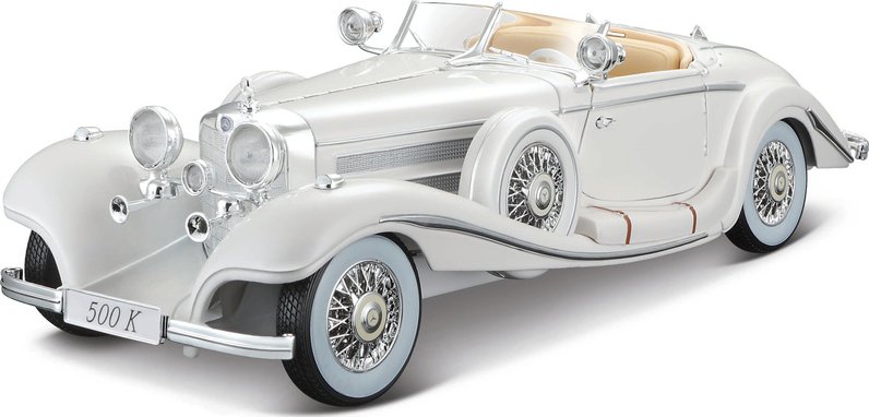 Kovový model auta Maisto Mercedes-Benz 500 K Typ Specialroadster 1936 1:18 bílá