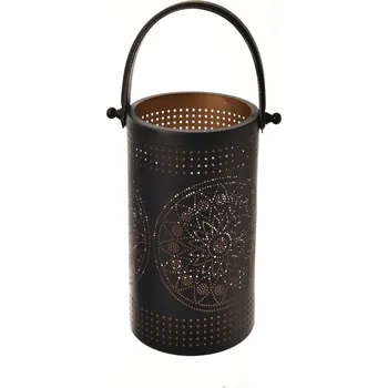 Svícen Svícen kov černý/zlatý malý 15x15x26 cm