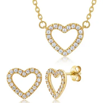 Souprava šperků SOFIA zlatý set náhrdelník a náušnice srdce AUBKHV54J1P-ZY+AUBKHV24J0P-ZY