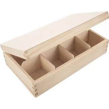 Úložný box Box na čaj dřevo béžový 30x18x8 cm