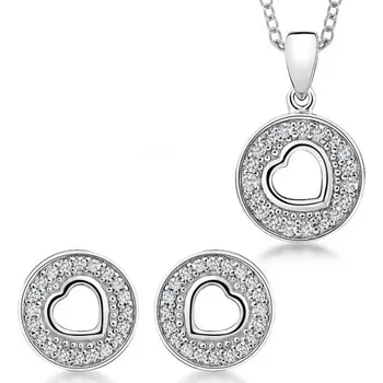 Souprava šperků SOFIA stříbrný set náušnice, přívěsek a řetízek AEAP6972Z/R+AEAE10229Z/R
