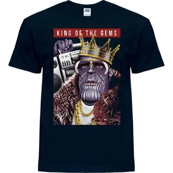 Pánské tričko levne-bavlnene-tricko-potisk-kral-Thanos Barva: Navy - tmavě modrá, velikost: XL