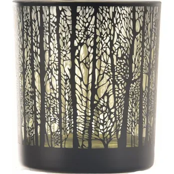 Svícen Svícen sklo/kov stromy černý 9x9x10 cm