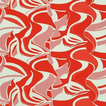 Šatovka N6239 krémovo-červené vlny, š.140