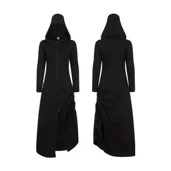Dámský kabát import UK Gotický kabát dámský dlouhý Medeina Černá
