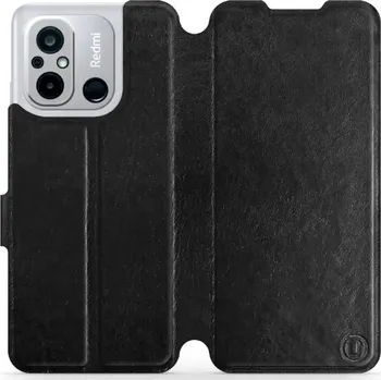 Pouzdro na mobilní telefon Flipové pouzdro Mobiwear - Xiaomi Redmi 12C - Černé a šedé (Knížkové flip pouzdro, obal, kryt na mobil Xiaomi Redmi 12C - Černé a šedé, materiál Umělá kůže + TPU - ochrana 360°, stojánek, silikonová vanička, magnetické zavírání)