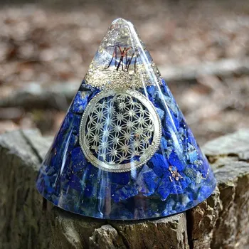 Orgonit kužel Květ Života - Lapis lazuli 8,5 cm